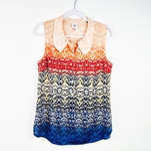 Cabi Coral Blue Ombré Chiffon Blouse Style 3078 Size Medium